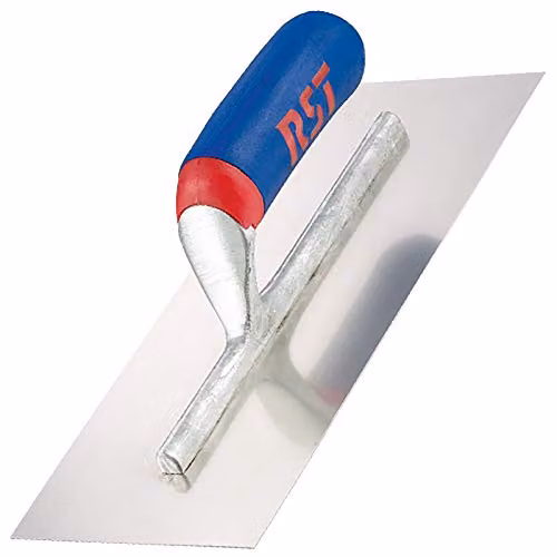 RST Softgrip Finishing Trowel in Stainless Steel, Red, Silver and Blue