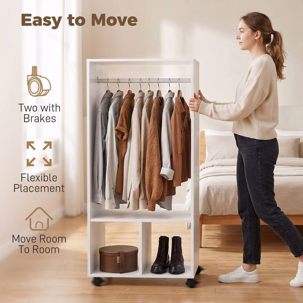KORVIXA White Metal Open Wardrobe Clothes Rail for Bedroom, Width: 90 cm – 3