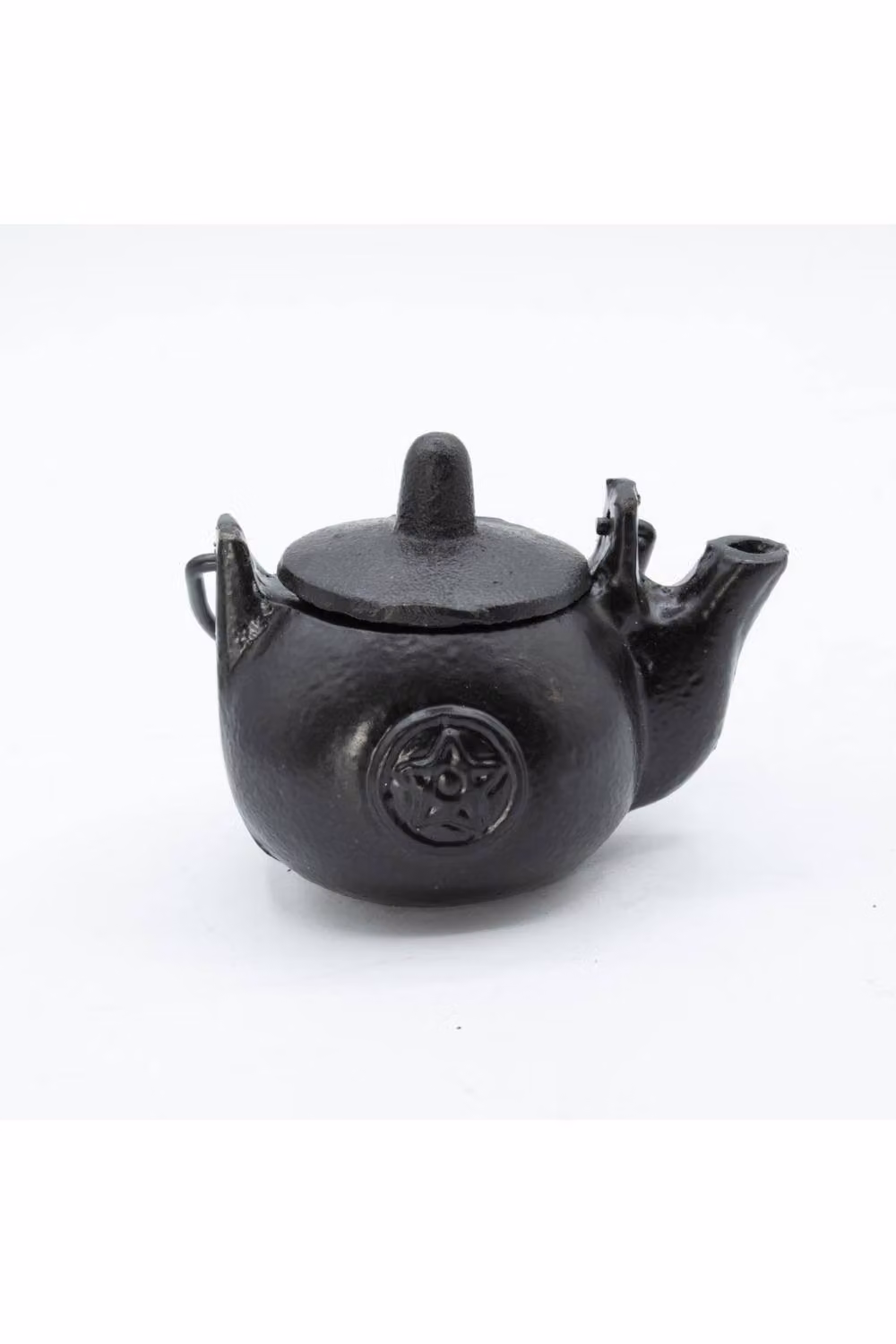 KDMD Small Black Cast Iron Ritual Pot with Geometric Pentagon Detail W/D/H: 8 x 8 x 10 cm – 2
