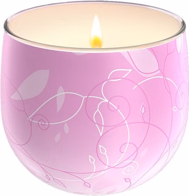 Glade Frosted Floral Cherries Decorative Tabletop Candle in Pink Glass