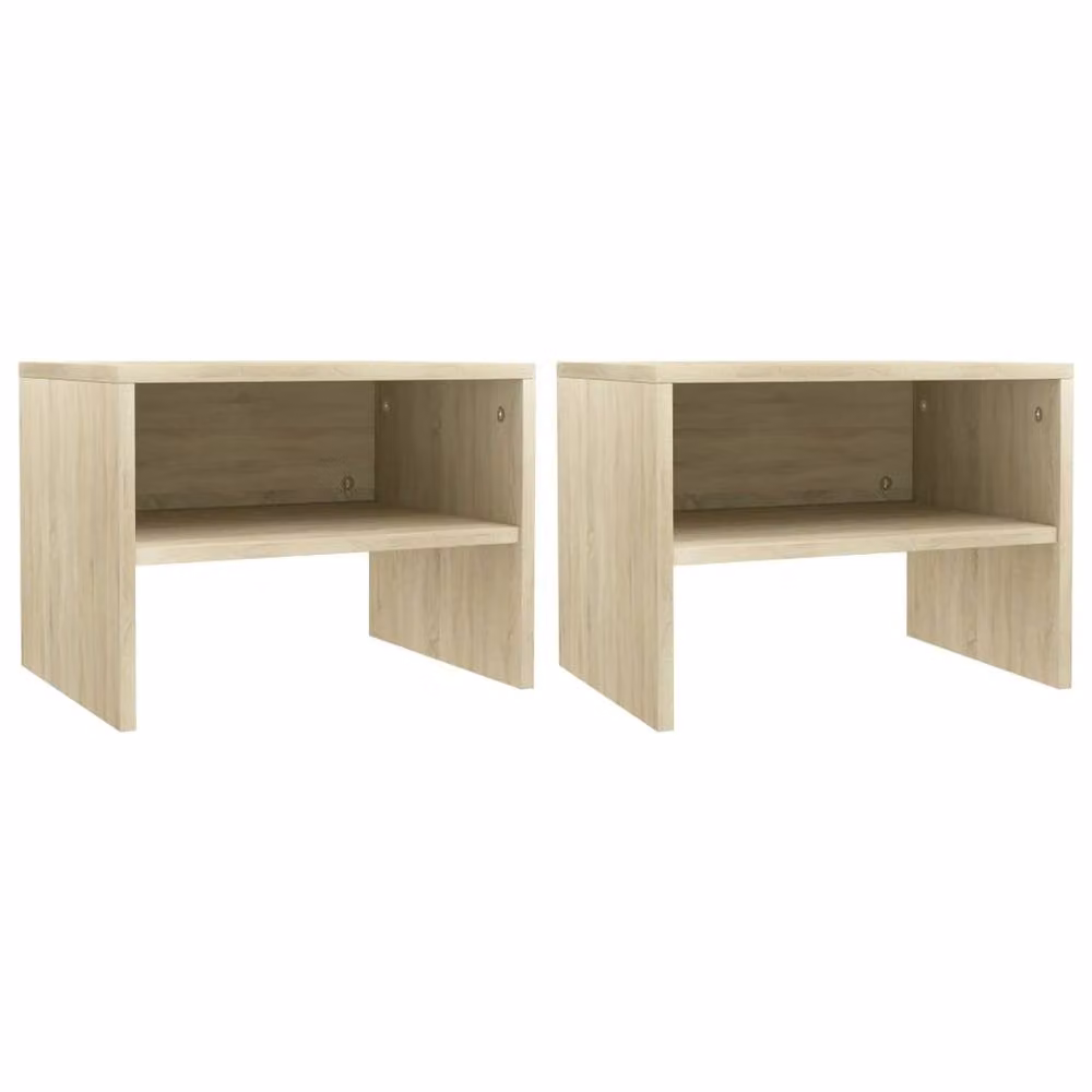 Berkfield Home Set of 2 Bedside Cabinets in Sonoma Oak and Light Tan, W/D/H: 40 x 30 x 30 cm – 2