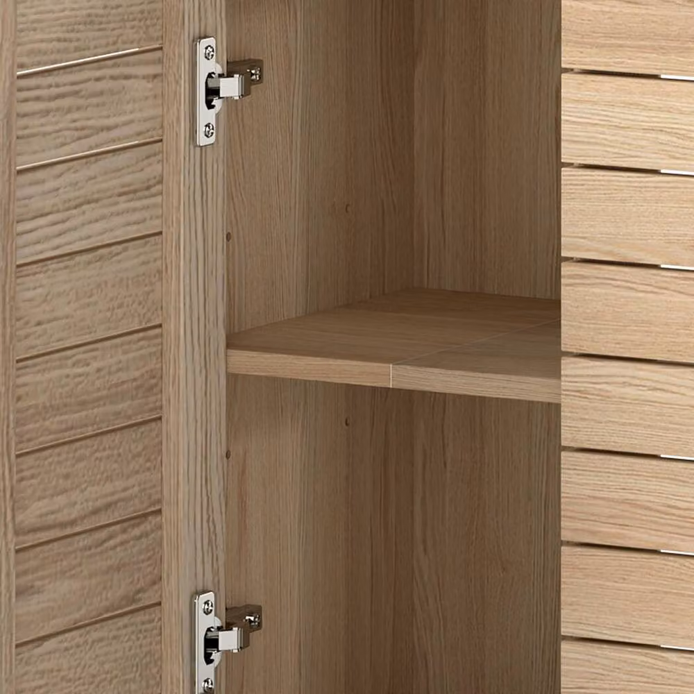 Levede Modern 2 Door Wooden Bathroom Under Sink Vanity Unit in Light Oak Brown with Internal Shelves – 3