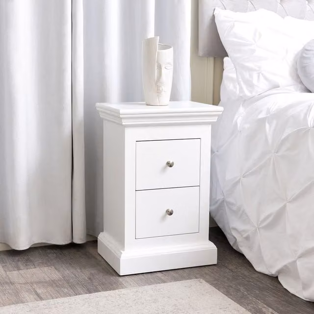 Melody Maison Haxey White 2 Drawer Bedside Table