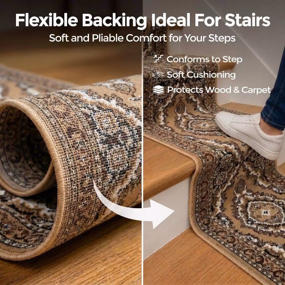 Bravich LTD Texas Medallion Traditional Hallway Runner Rug, Non-Slip Low Pile Polypropylene in Beige, W: 60 cm, L: 150 cm – 3