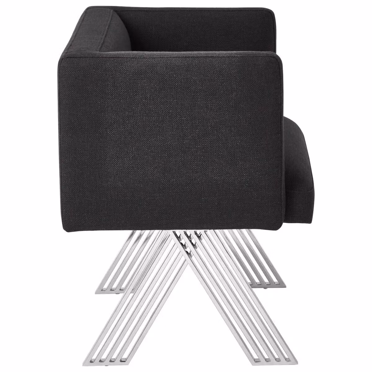 Orsina Black Fabric Armchair with Silver Metal Legs and Wood Frame – 3
