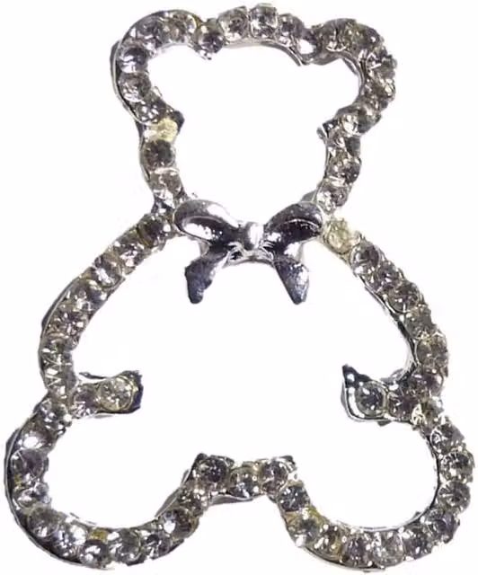 Syntego Decorative Teddy Bear Silhouette with Crystal Embellishment in Silver and Transparent