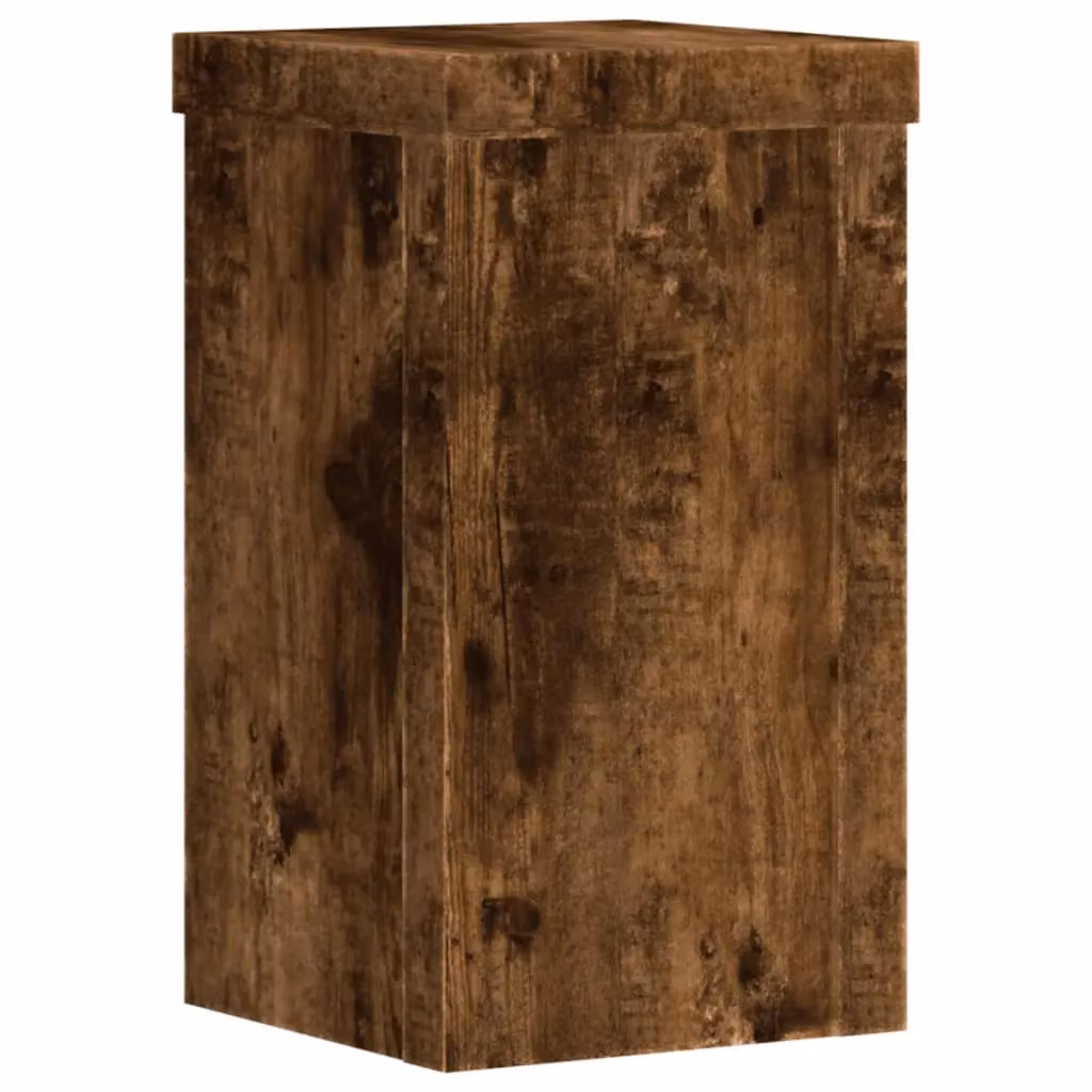 Berkfield Home Set of 2 Modern Square Tabletop Plant Stands in Brown Smoked Oak, W/D/H: 10 x 10 x 18 cm – 4