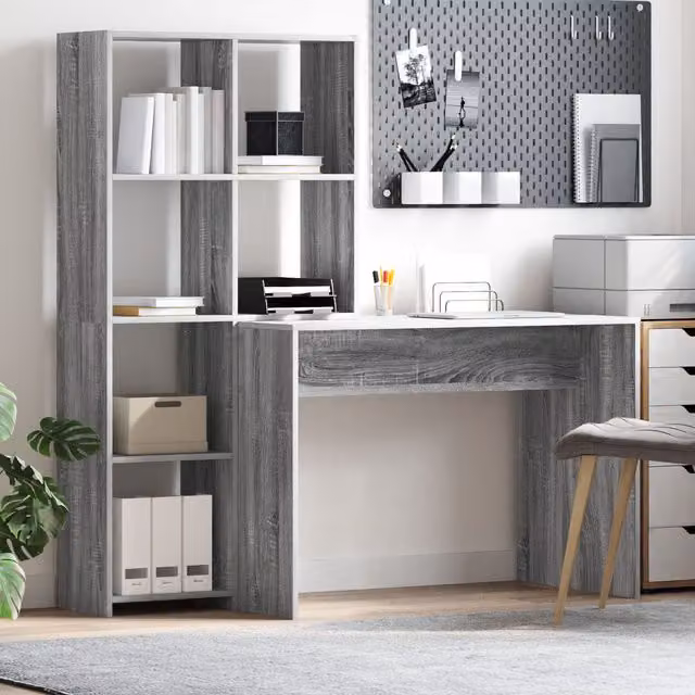 Berkfield Home Storage Shelf with Shelf in Grey Sonoma Engineered Wood