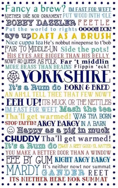 Ulster Weavers Yorkshire Born and Bred Classic Print 100% Cotton Tea Towel in Blue and Multicolour