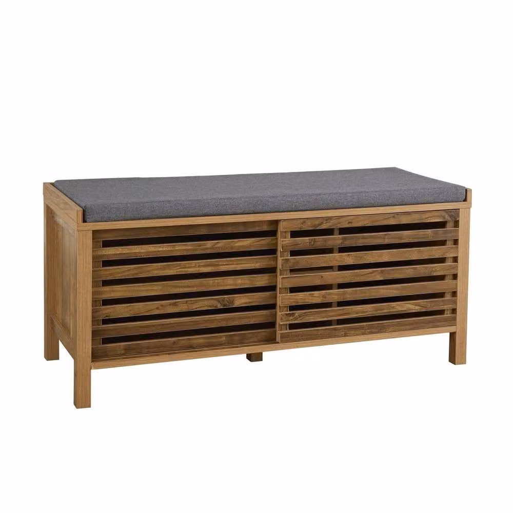 SPETLEK Brown Shoe Bench Storage Cabinet with Fabric Cushion – 3