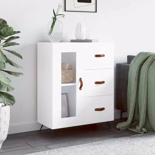 vidaXL Modern White Sideboard in Engineered Wood W/D/H: 69.5 x 34 x 90 cm – 2