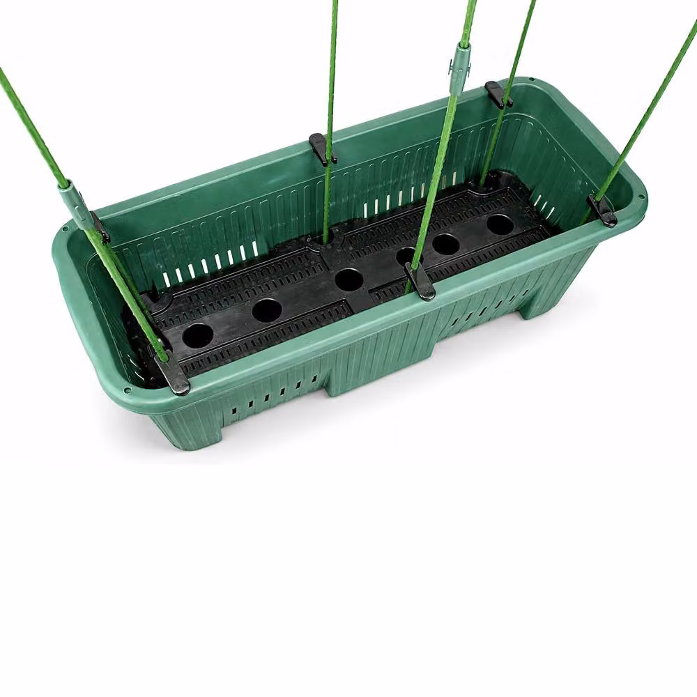 Simpa Green Plastic Trellis Trough Planter Tub with Stakes Kit for Climbers, W/D/H: 70 x 30 x 27 cm – 3