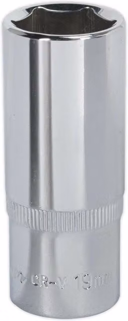 Loops 19mm Deep Drive Socket 3/8 inch Square Drive Forged Chrome Vanadium Steel in Silver – 1