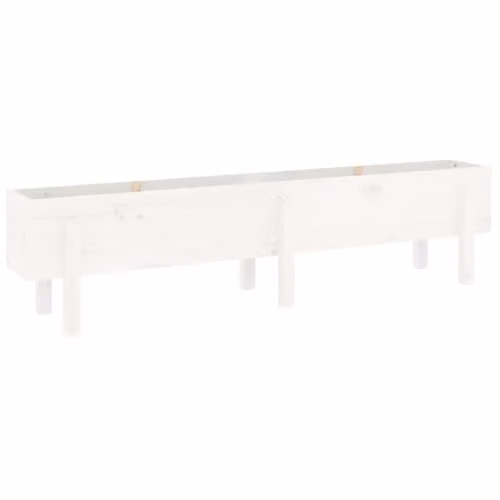 vidaXL White Wooden Raised Bed for Vegetable, Herb or Ornamental Gardens, W/D/H: 160 x 30 x 38 cm