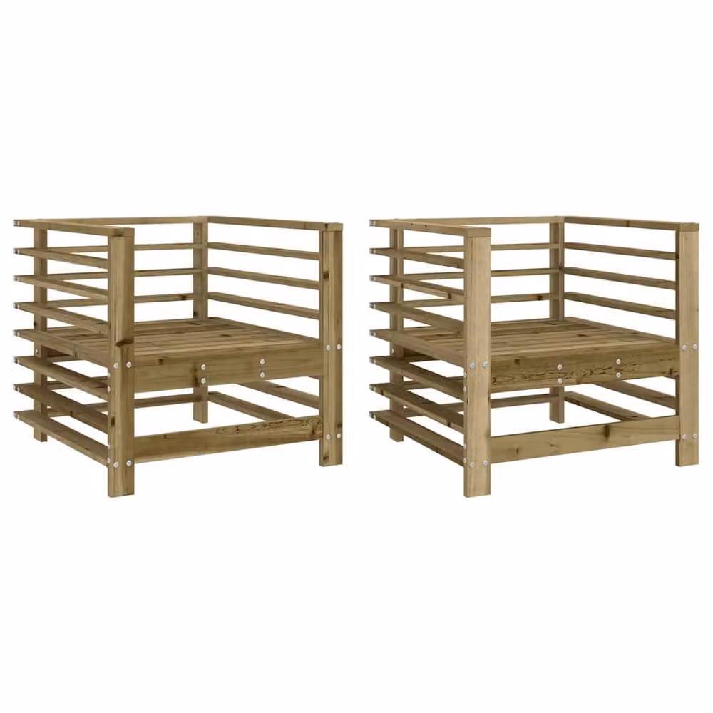 Berkfield Home Beautiful Garden Chairs, Set of 2, Brown Impregnated Pine Wood, W/D/H: 63.5 x 63.5 x 60 cm – 2
