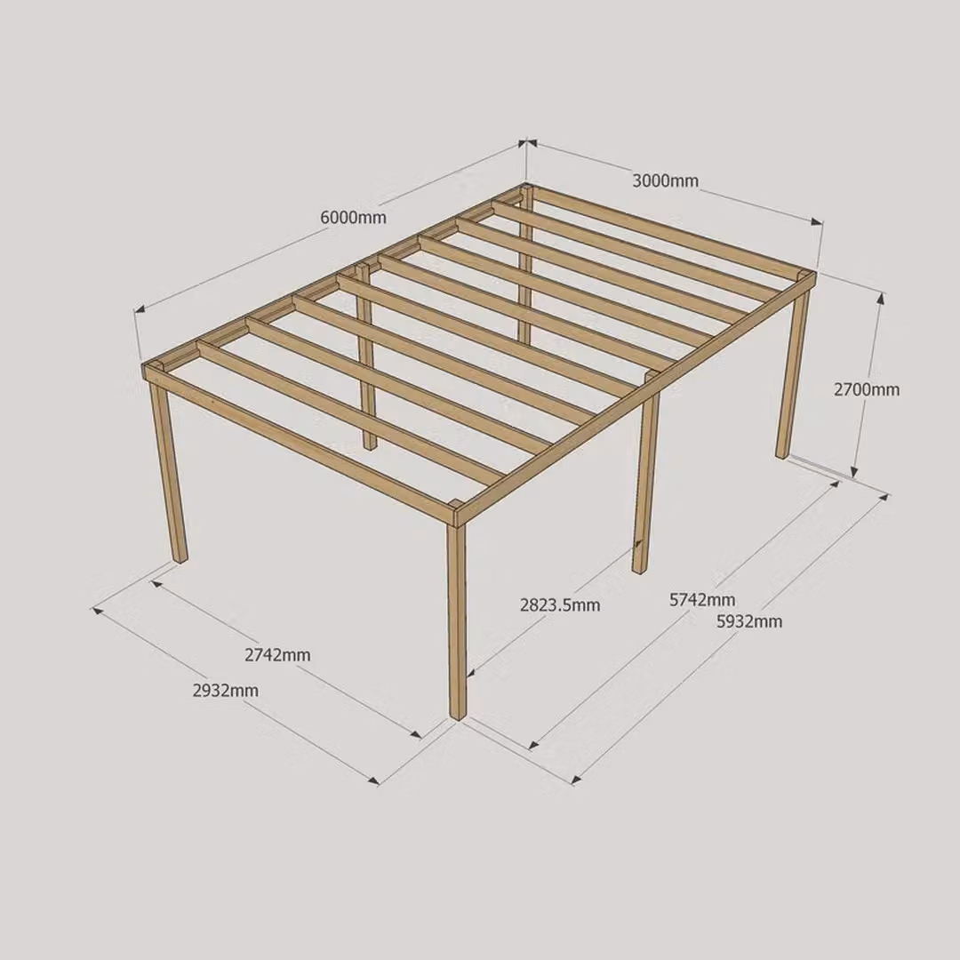Rutland County Garden Furniture Ltd 6 Post Wood Garden Pergola in Rustic Brown, W: 600 cm, D: 300 cm, H: 270 cm – 4
