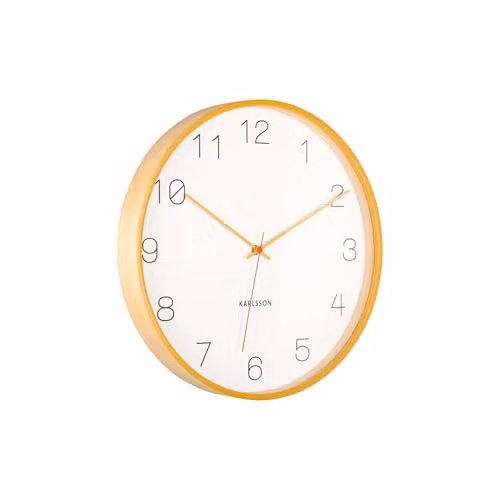 Karlsson Joy Round Wood Wall Clock with Yellow Accents, Diameter: 40 cm