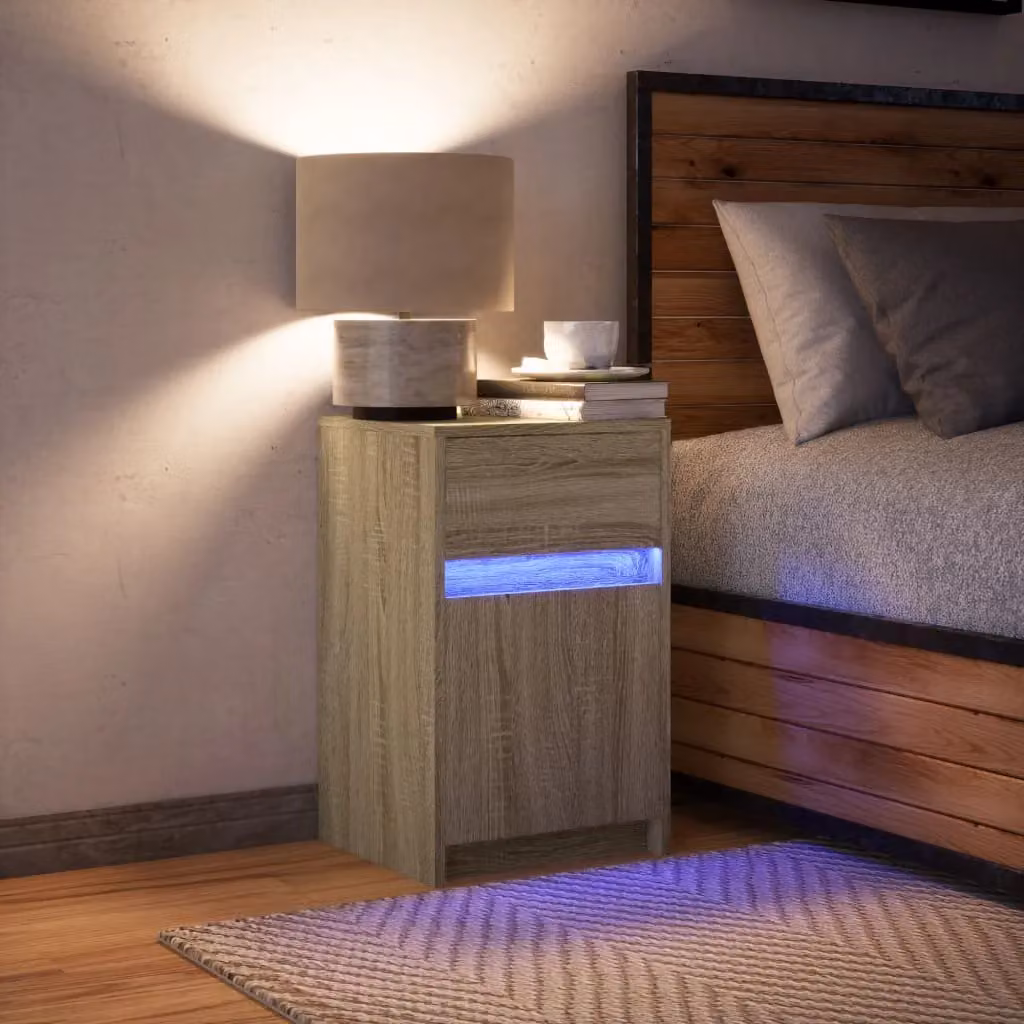 Berkfield Home Bedside Cabinet with Integrated LED Lights in Sonoma Oak Brown – 2