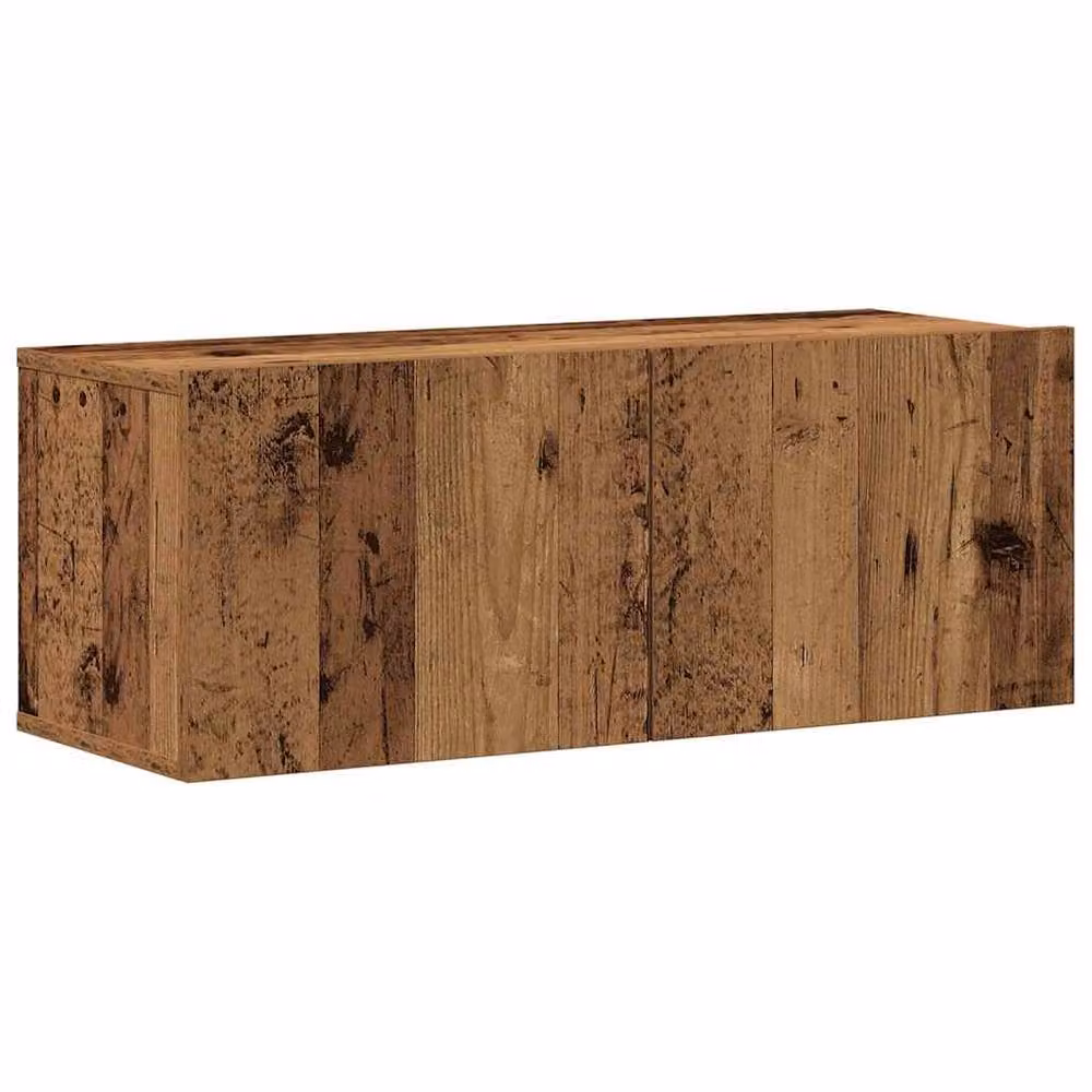Berkfield Home Modern Wall Mounted TV Cabinet Set in Brown Old Wood Finish – 4
