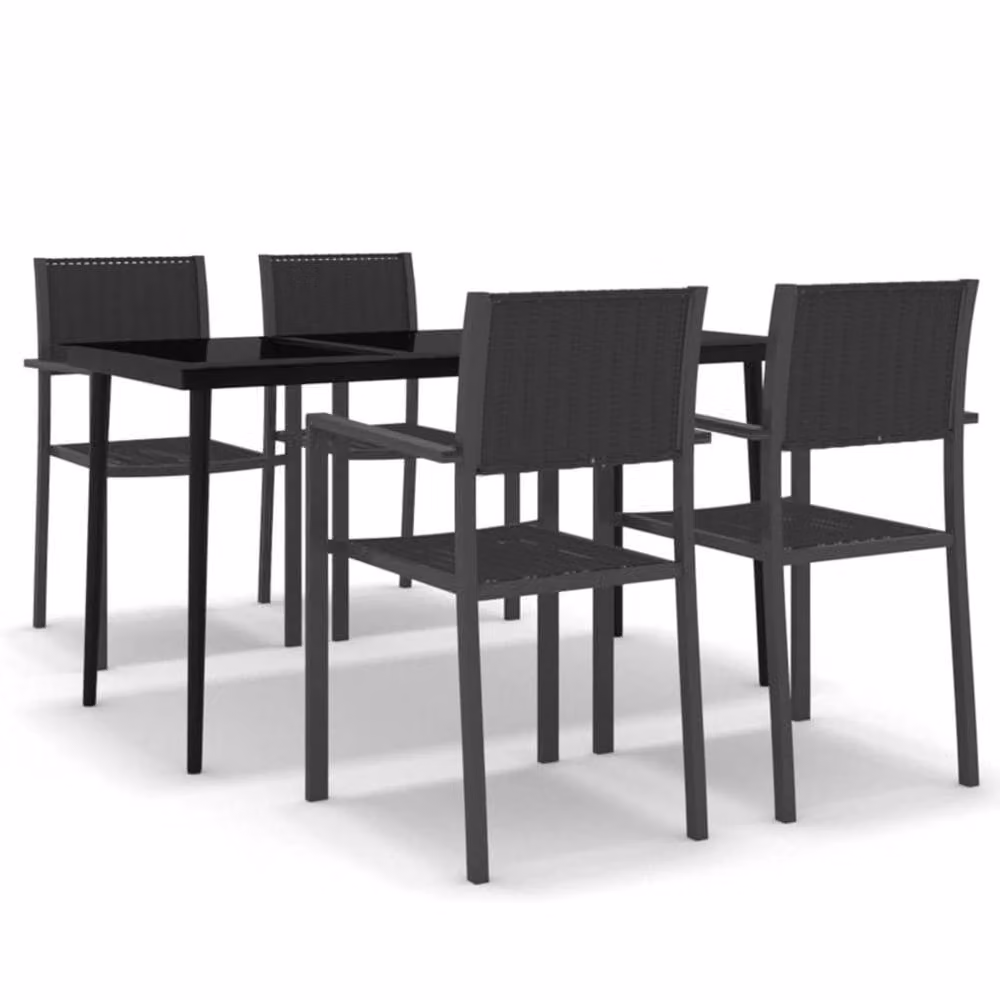 Berkfield Home 5 Piece Modern Garden Dining Set in Black – 2