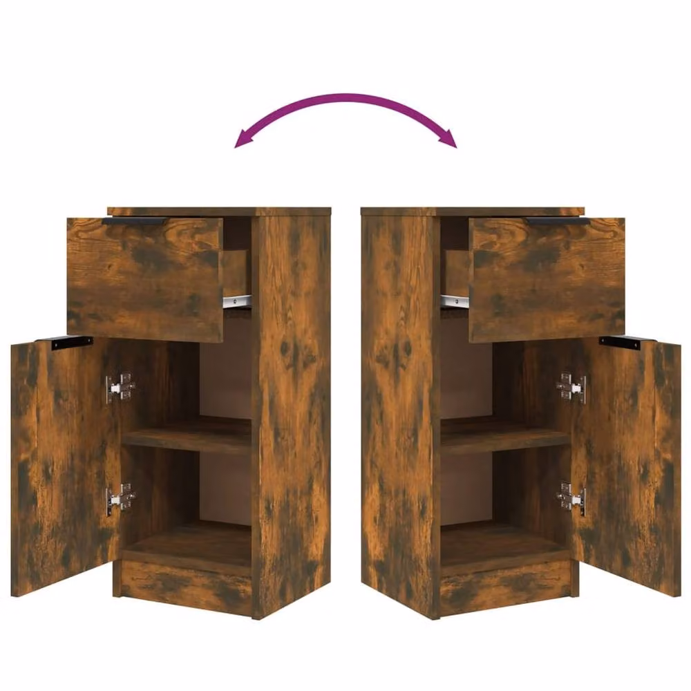 Berkfield Home Set of 2 Smoked Oak Sideboards in Brown, W/D/H: 30 x 30 x 70 cm – 5
