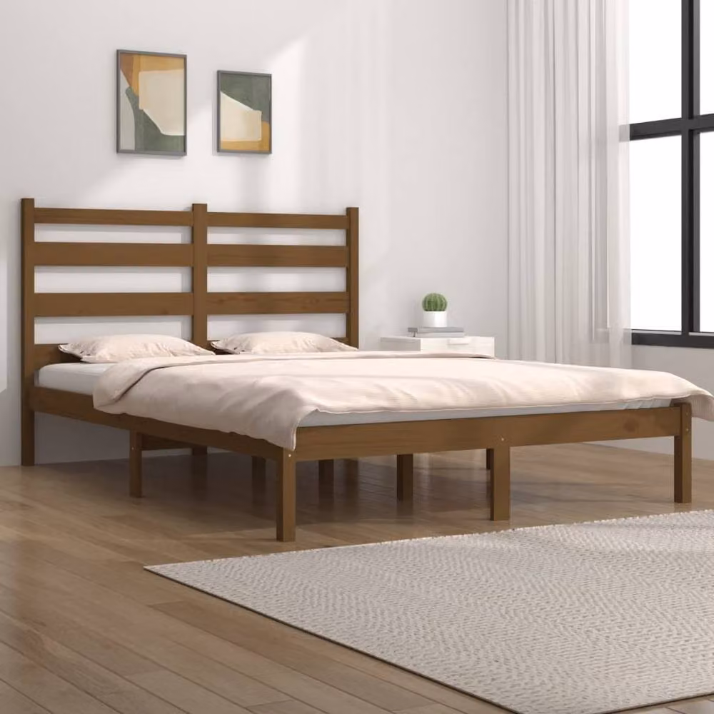 Berkfield Home Rustic Solid Wood Pine Bed Frame, Brown, 200 x 200 cm – 2