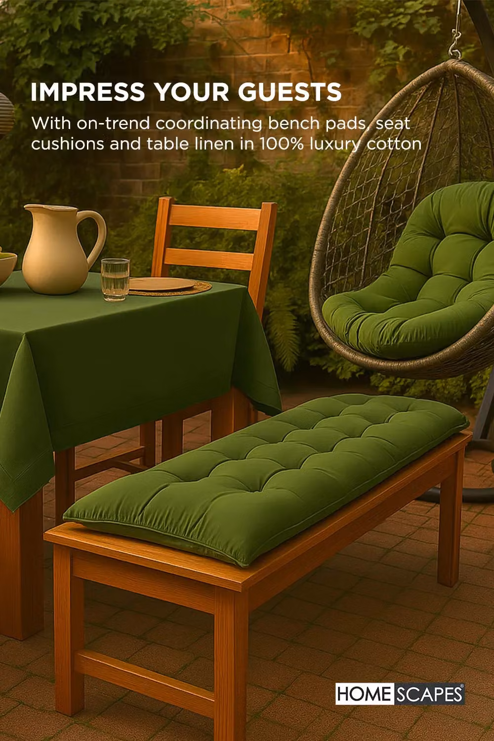 Homescapes Luxury Egg Chair Cushion in Olive Green – 3
