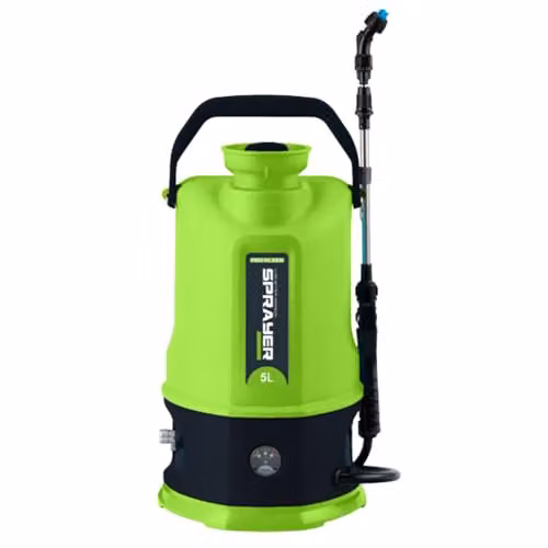 Pro-Kleen Cordless Battery Powered Knapsack Sprayer, 5L Green and Black Backpack Sprayer with 12V Rechargeable Battery, 80 PSI, 2 Nozzles and 38.1 inch Telescopic Wand for Garden and Lawn Care – 1