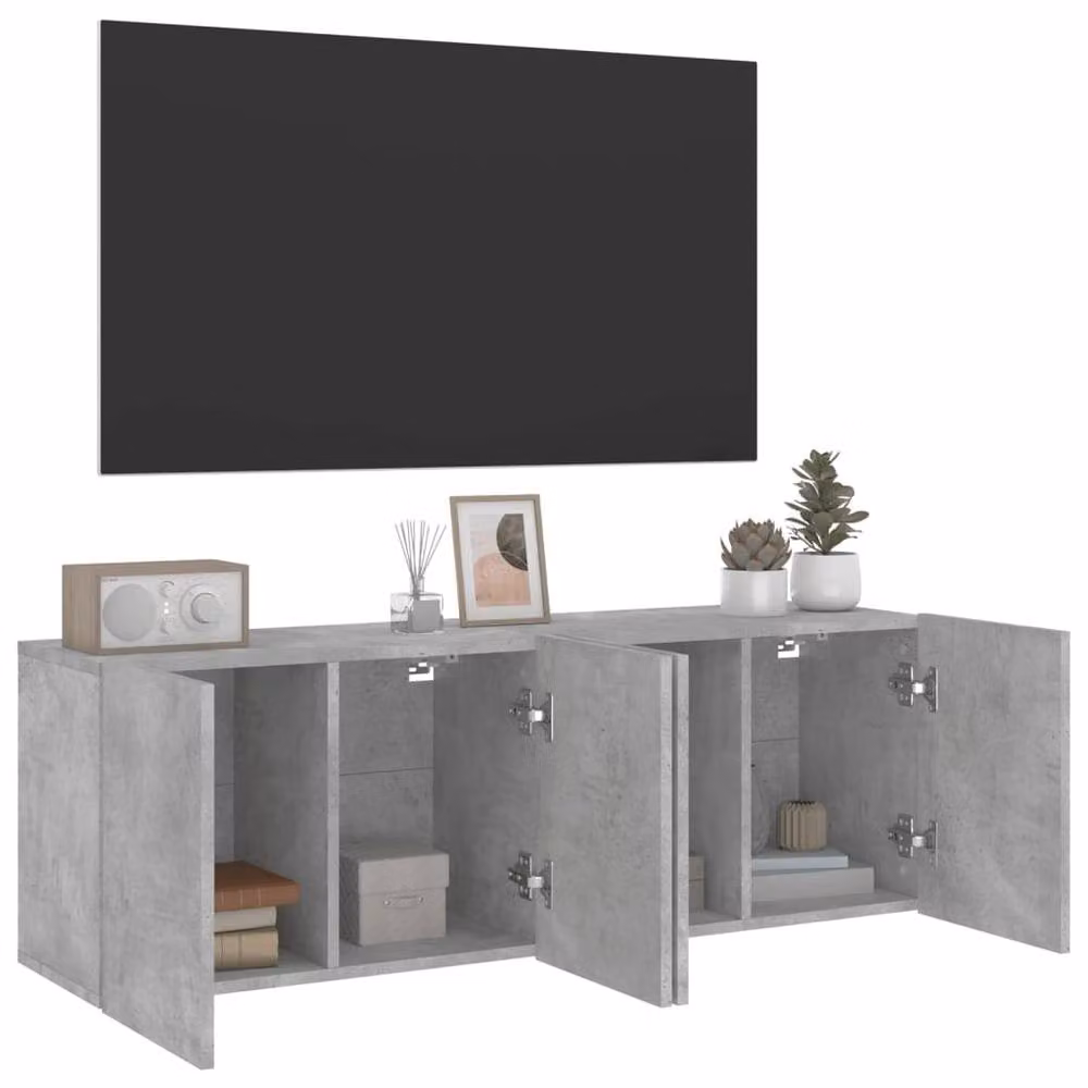 Berkfield Home Wall-mounted TV Cabinets, 2 Piece Set, Concrete Grey, W: 60 cm, D: 30 cm, H: 41 cm – 4