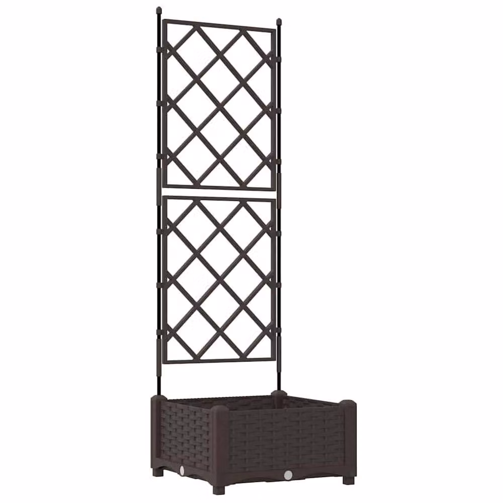 Berkfield Home Garden Planter with Trellis in Brown, W/D/H: 40 x 40 x 125 cm – 2