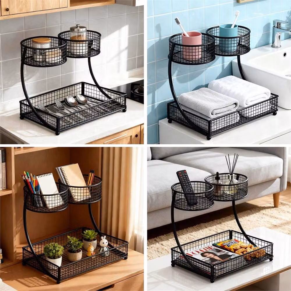 SPETLEK Metal Mesh Vanity Makeup Organizer in Black – 3