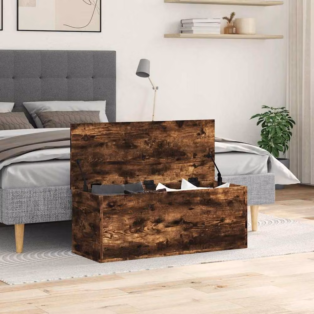 Berkfield Home Smoked Oak Storage Box in Brown, W/D/H: 90 x 35 x 35 cm – 2
