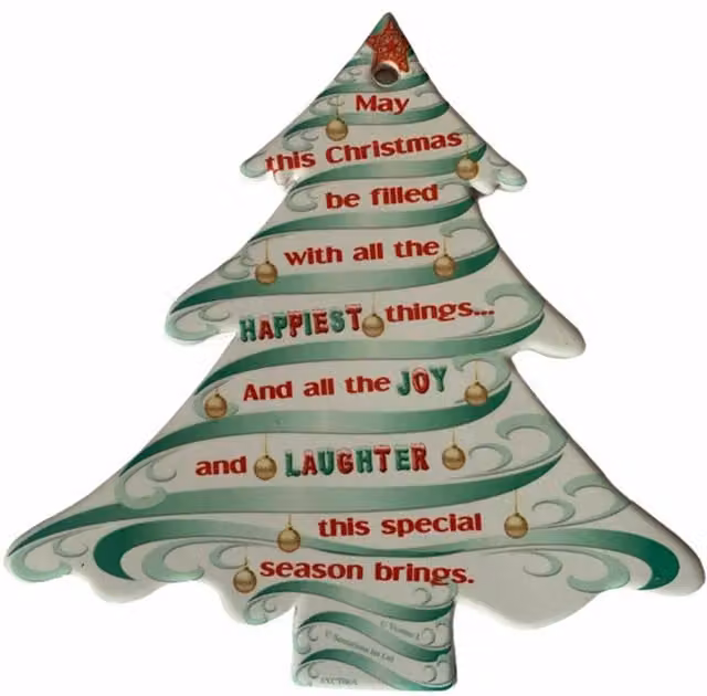 Sensations Christmas Tree Design Ceramic Hanging Plaque in Multicolour and White
