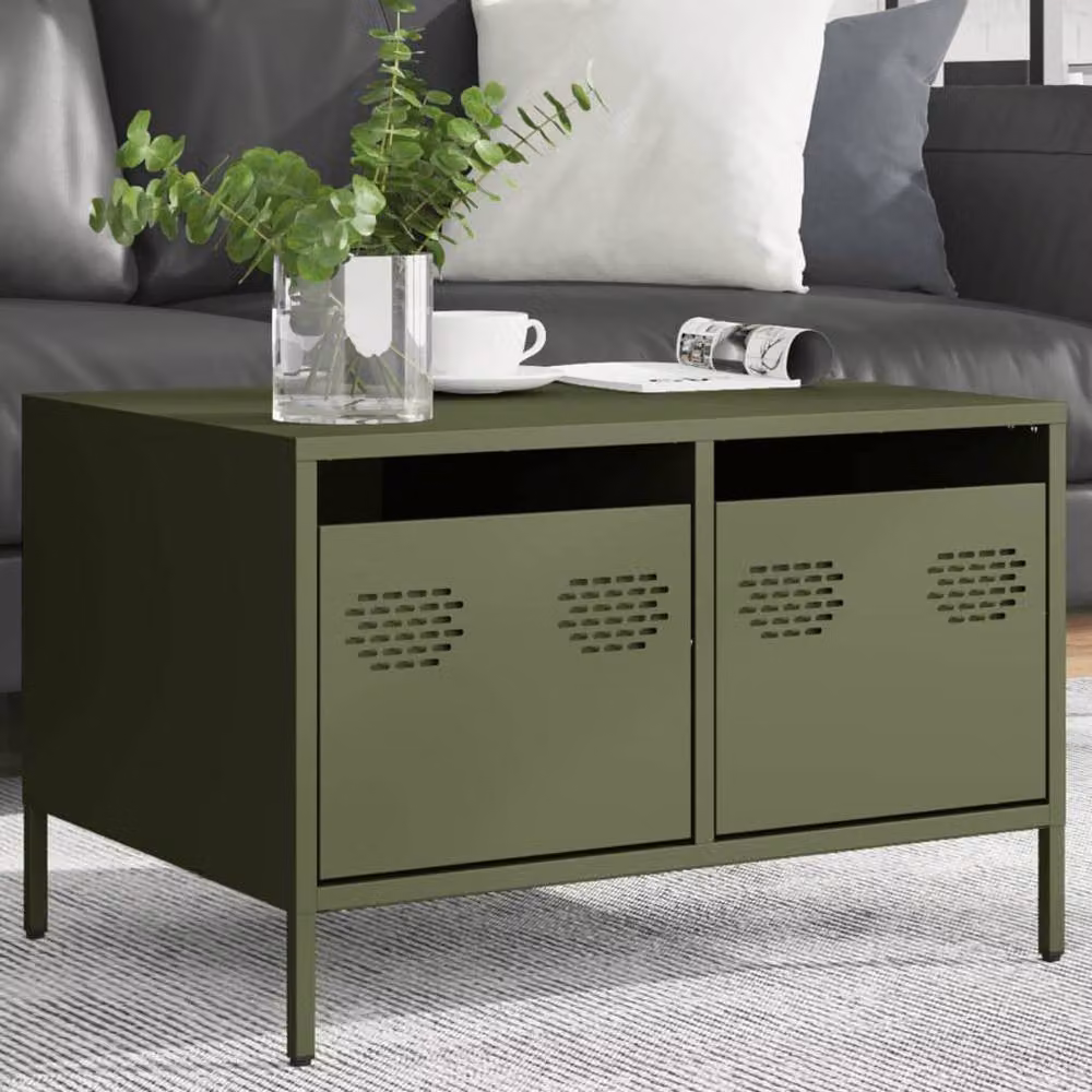 Berkfield Home Industrial TV Cabinet in Matt Olive Green, W/D/H: 68 x 50 x 43.5 cm – 3