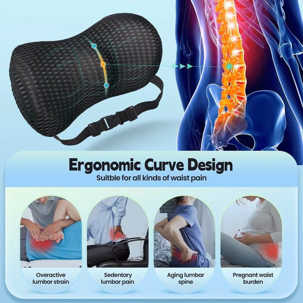 NESTLUNE Contoured Memory Foam Lumbar Support Wedge Pillow for Lower Back Pain, Black – 4