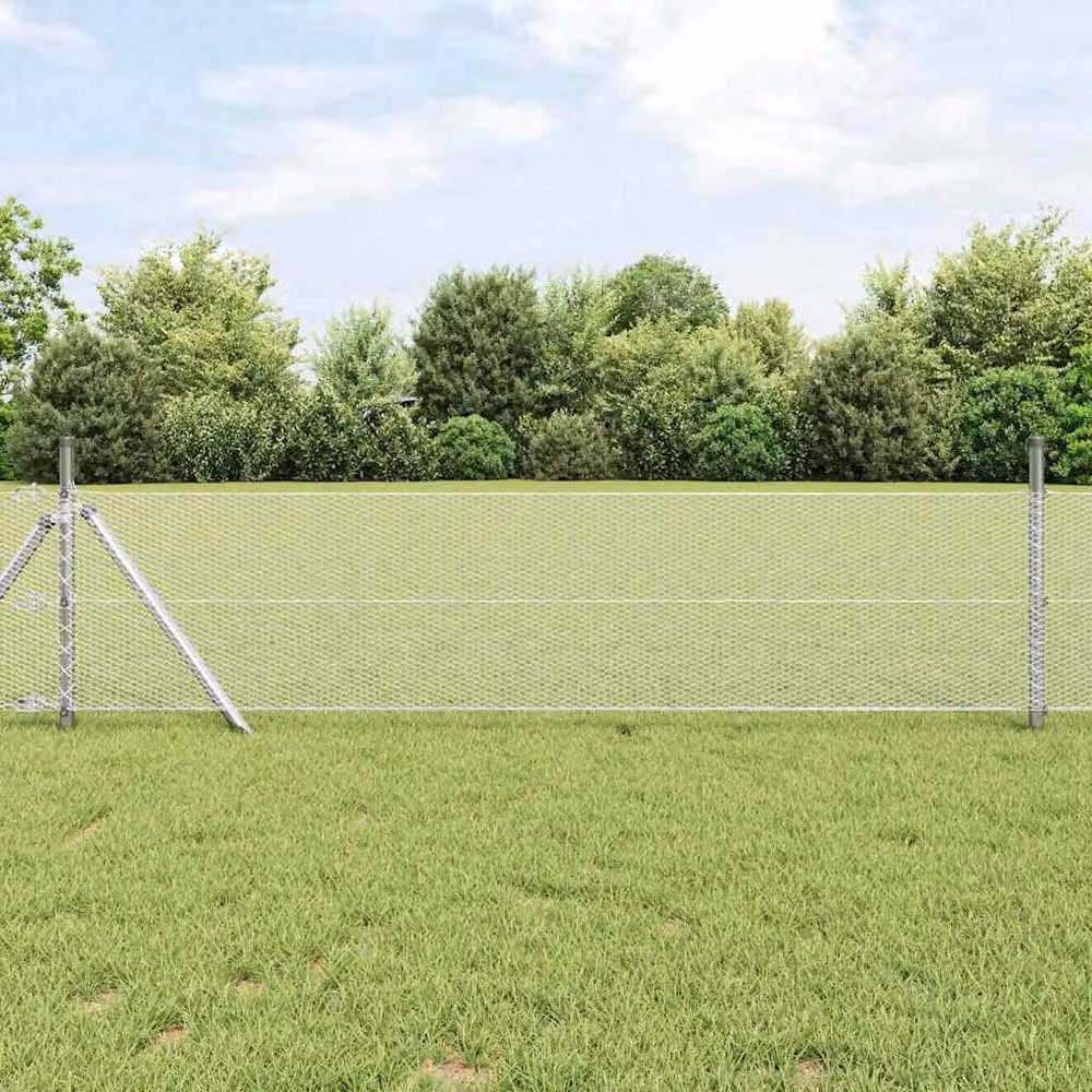 Berkfield Home Hexagon Fence in Silver Galvanised Steel, 0.8 x 50 m – 2