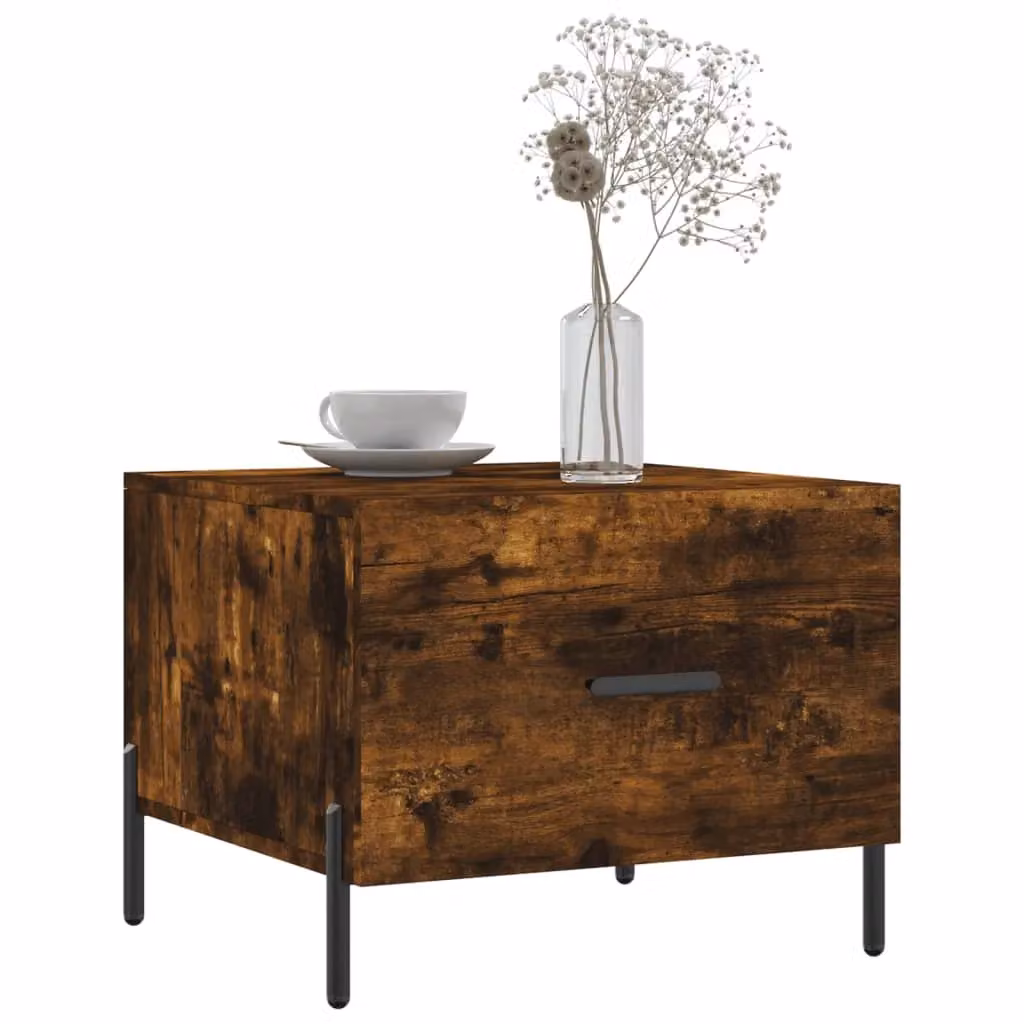 Berkfield Home Set of 2 Smoked Oak Coffee Tables in Brown, W/D/H: 50 x 50 x 40 cm – 3