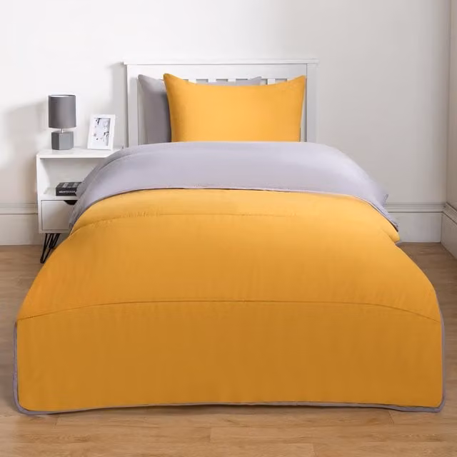 OHS Yellow Hollow Fibre Coverless Duvet and Pillowcase Set