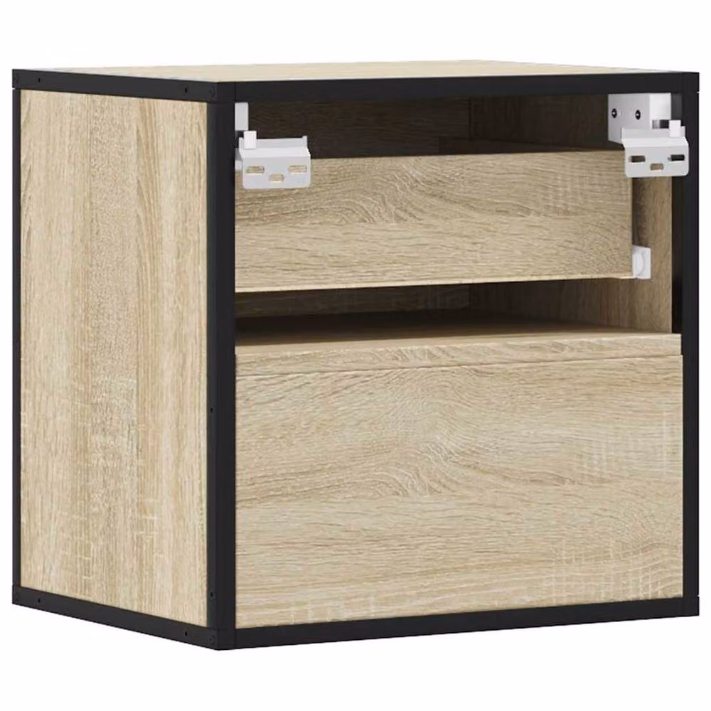 Berkfield Home Wall-mounted Bedside Cabinet in Sonoma Oak, Light Tan, W/D/H: 40 x 31 x 39.5 cm – 5