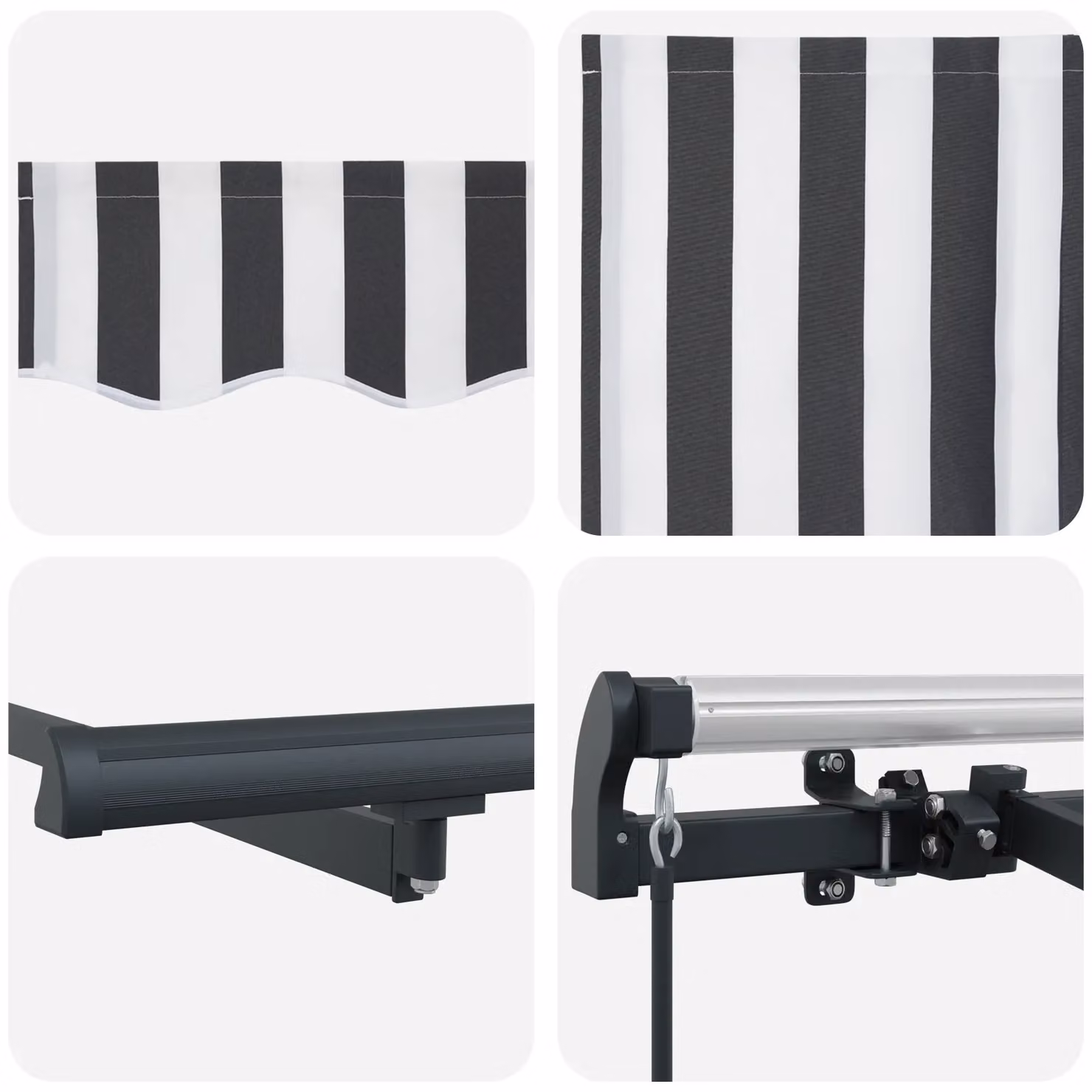 Berkfield Home Manual Retractable Folding Arm Awning in Anthracite, White and Multicolour – 4