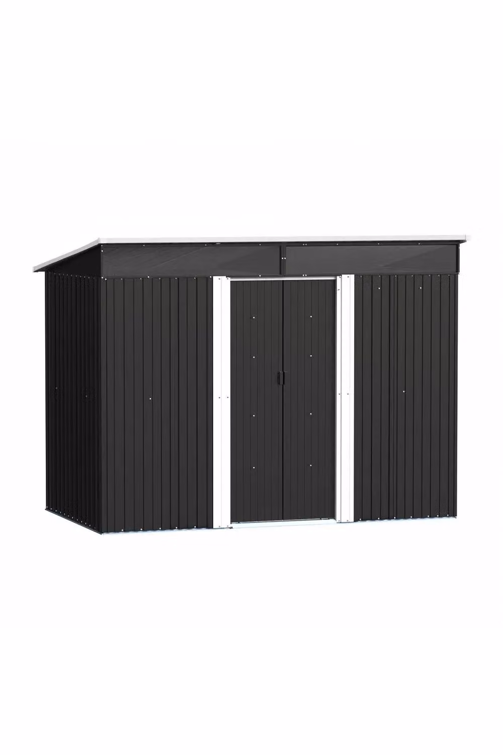 Garden Sanctuary Black Metal Pent Garden Storage Shed with Lockable Sliding Doors – 3