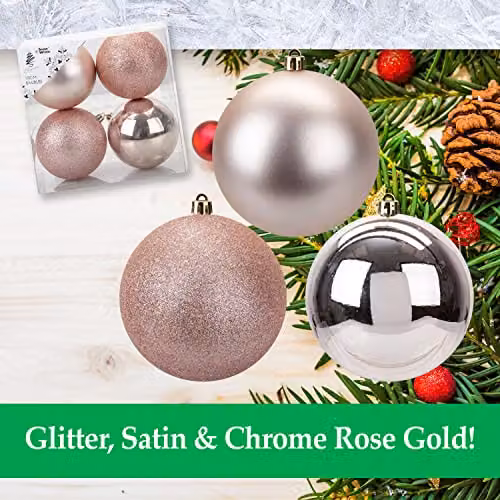 VFM e-Store Gold Round Christmas Baubles, 4 Pack – 3