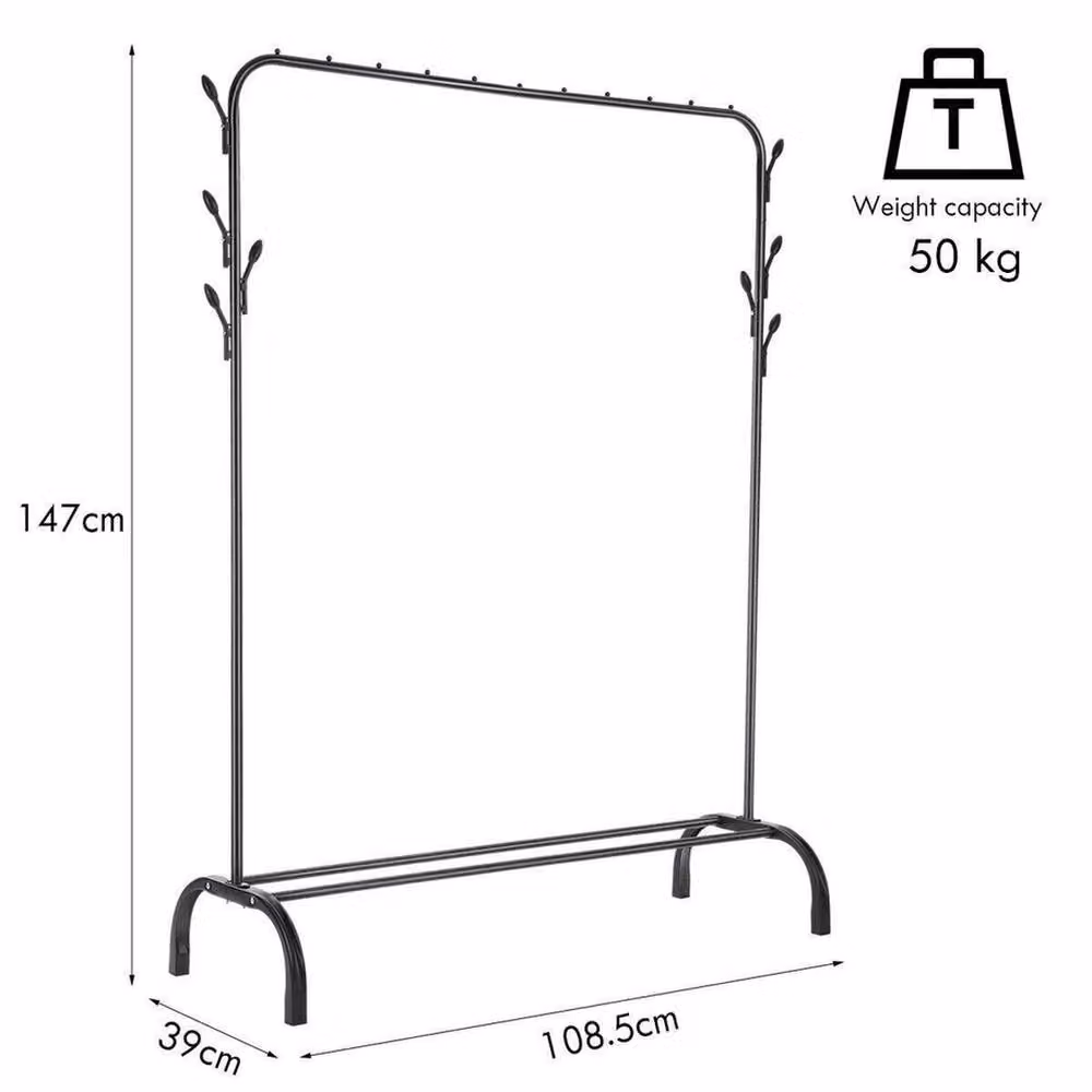 EONLION Super Heavy Duty Metal Clothes Rail Garment Rack in Matt Black – 2