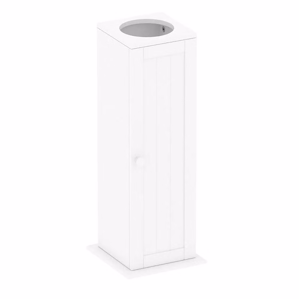 Nordara White Wooden Toilet Paper Holder Stand and Bathroom Storage Cabinet – 2
