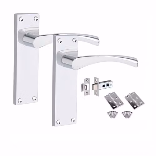 Golden Grace Victorian Astrid Latch Door Handles Pack, Polished Chrome