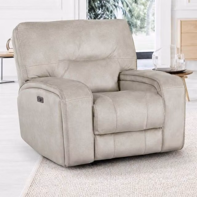 Furnishings For Less UK Caleb Power Electric Reclining Single Seater Armchair in Aspen Latte Light Beige Microfibre