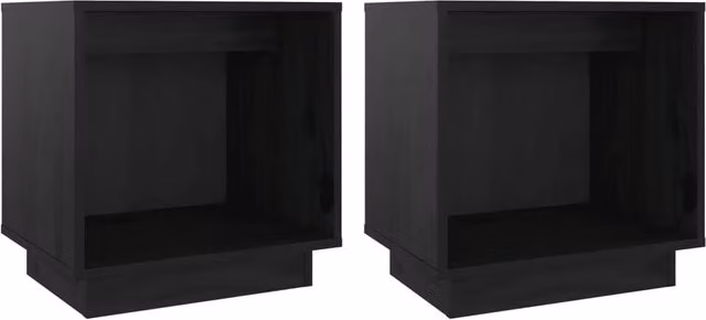 Berkfield Home Set of 2 Black Solid Wood Pine Bedside Cabinets W/D/H: 40 x 30 x 40 cm – 1