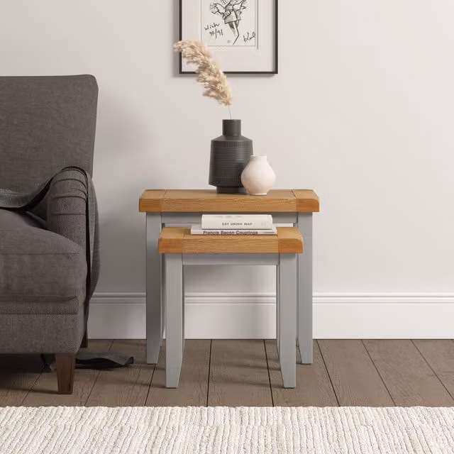 Seconique Windsor Nest of 2 Tables in Light Grey – 1