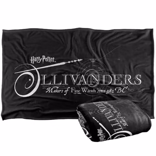 LOGOVISION Harry Potter Ollivanders Wand Makers Super Soft Silky Touch Fleece Throw Blanket, Multicolour, W: 91.44 cm, D: 91.44 cm