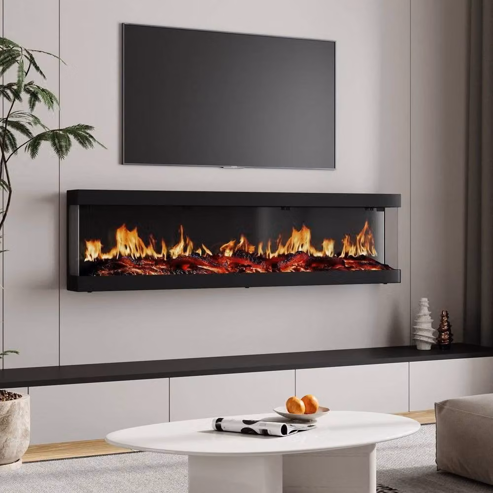 FORGEVIO 60 inch LED Wall Mounted Fireplace Media Wall in Black – 5